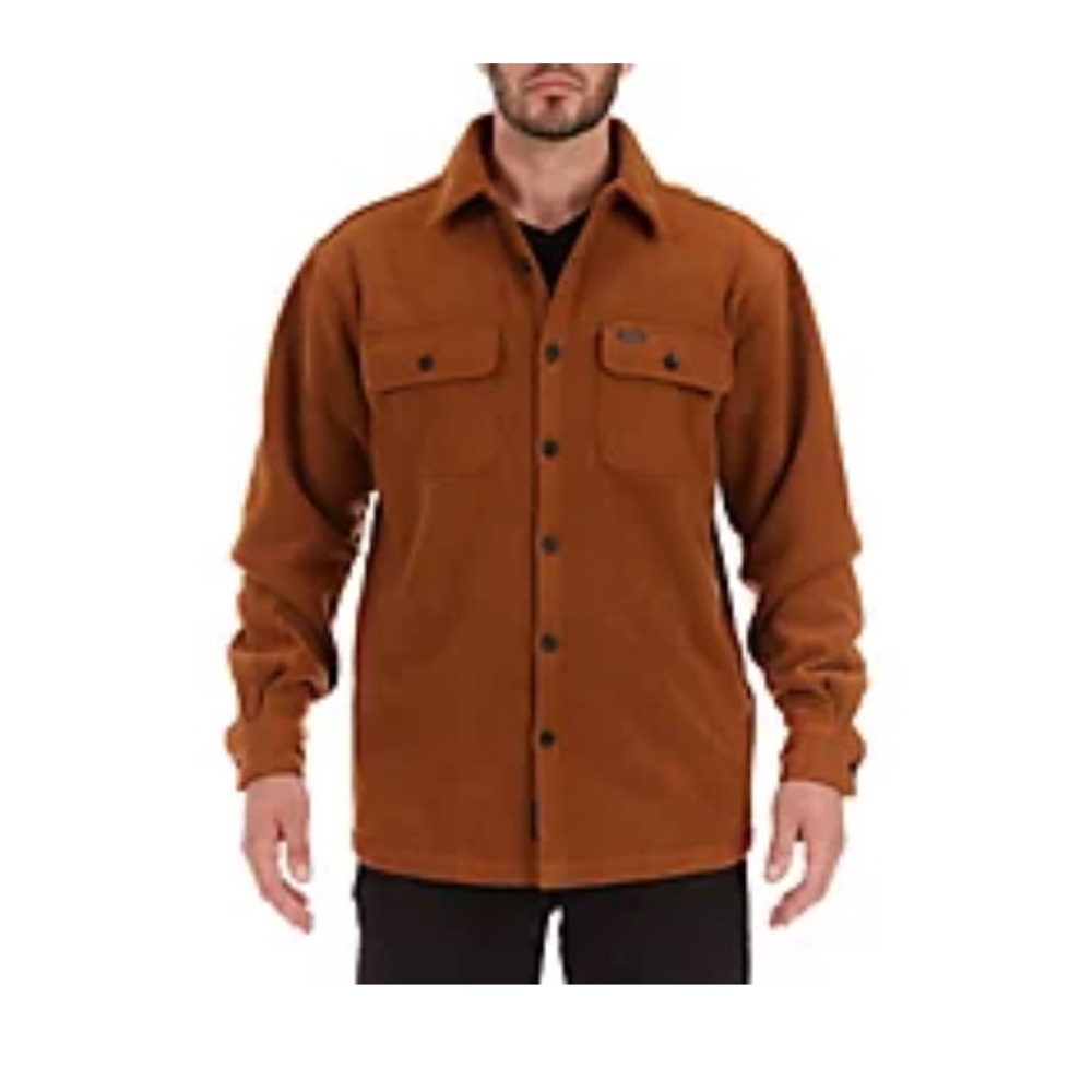 Smith's Workwear Men's Sherpa-Lined Fleece Shirt Jacket - Camel Brown
